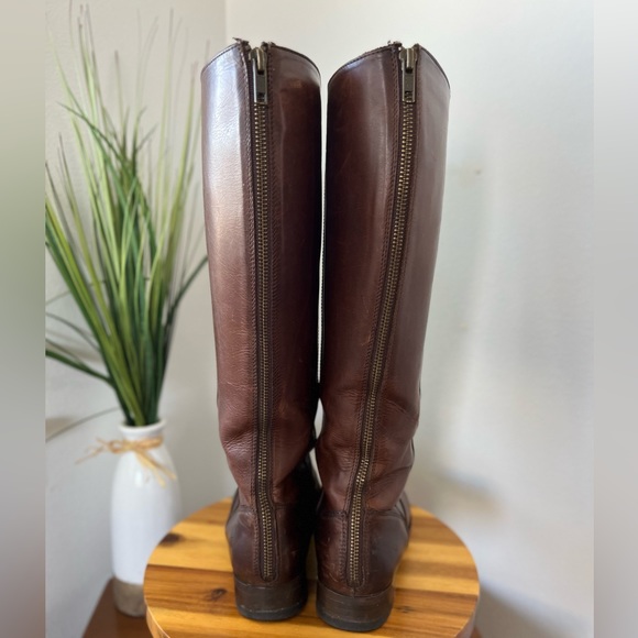 Frye Melissa Stud Redwood Leather Back Zip Equestrian Riding Tall Knee High Boot - Picture 15 of 15
